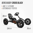Buddy Cross Black | Con Freno de Mano | Go Kart a Pedal | BERG | 3 a 8 años