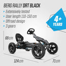 Rally DRT Black | 3 Cambios | Go Kart a Pedal | BERG | 4 a 12 años | 110 a 150 cm