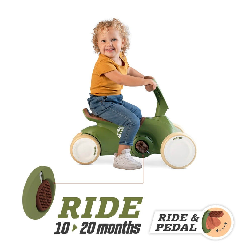GO2 | Verde retro | Correpasillos con pedales | BERG | 10 a 30 meses - Jugueteria Renner