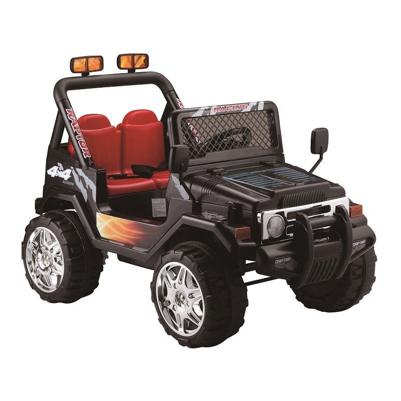 Jeep Doble Asiento | Negro | Eléctrico | 12V | Control Remoto | 1 a 7 años | 100x73x78 cm - Jugueteria Renner